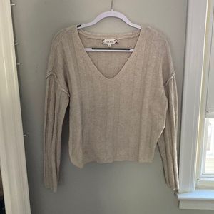 Pink Rose Cream Cropped Sweater